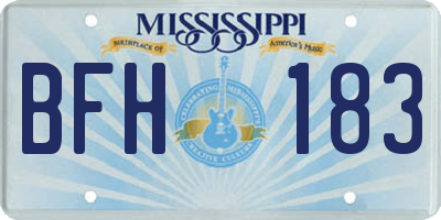 MS license plate BFH183