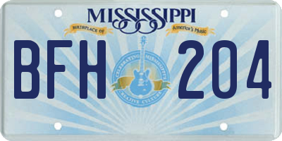 MS license plate BFH204