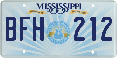 MS license plate BFH212