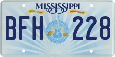 MS license plate BFH228