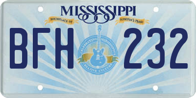 MS license plate BFH232