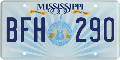 MS license plate BFH290
