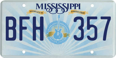 MS license plate BFH357