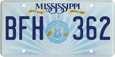 MS license plate BFH362