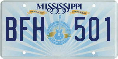 MS license plate BFH501
