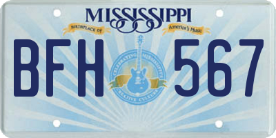 MS license plate BFH567