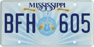 MS license plate BFH605