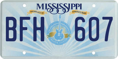 MS license plate BFH607