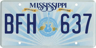 MS license plate BFH637