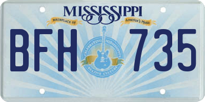 MS license plate BFH735