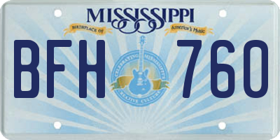 MS license plate BFH760