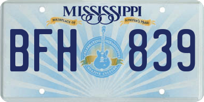 MS license plate BFH839