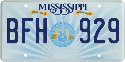 MS license plate BFH929