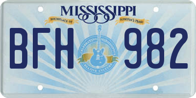 MS license plate BFH982