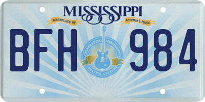 MS license plate BFH984