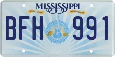 MS license plate BFH991