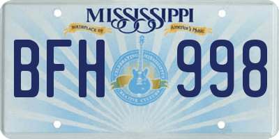 MS license plate BFH998