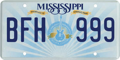 MS license plate BFH999