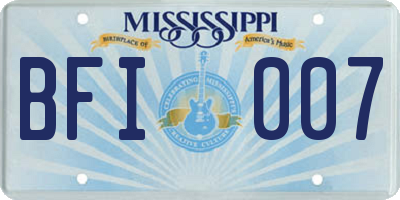 MS license plate BFI007