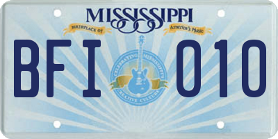 MS license plate BFI010