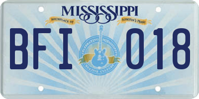 MS license plate BFI018