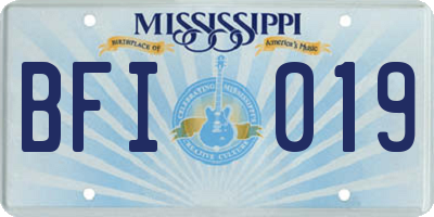 MS license plate BFI019