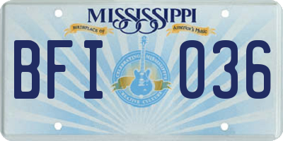 MS license plate BFI036
