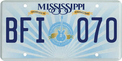 MS license plate BFI070