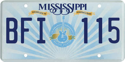 MS license plate BFI115