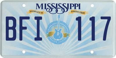 MS license plate BFI117