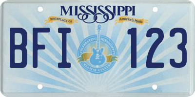 MS license plate BFI123