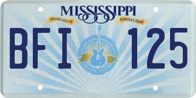 MS license plate BFI125