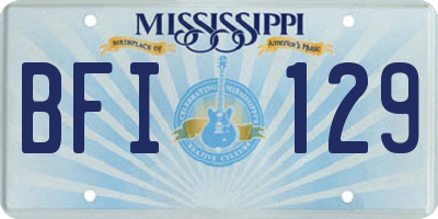 MS license plate BFI129