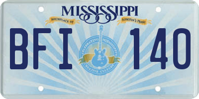 MS license plate BFI140