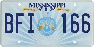MS license plate BFI166