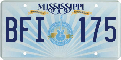 MS license plate BFI175