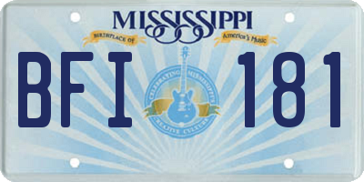 MS license plate BFI181