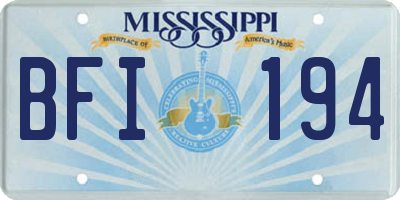 MS license plate BFI194