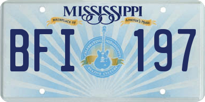 MS license plate BFI197