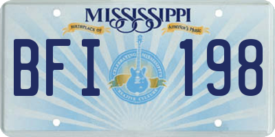 MS license plate BFI198