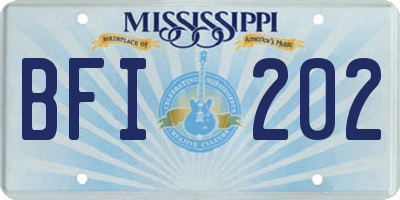 MS license plate BFI202