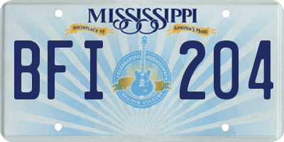MS license plate BFI204