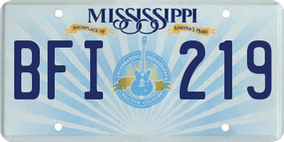 MS license plate BFI219