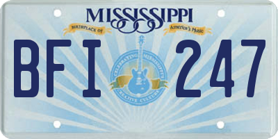 MS license plate BFI247