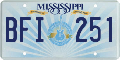 MS license plate BFI251