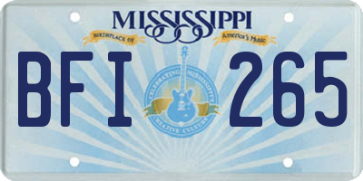 MS license plate BFI265