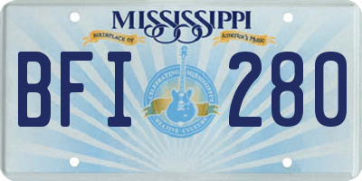 MS license plate BFI280