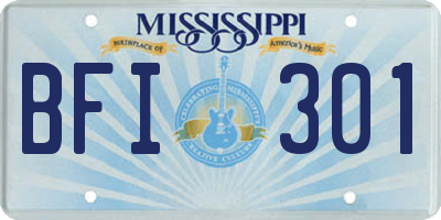 MS license plate BFI301
