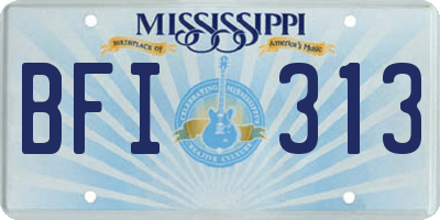 MS license plate BFI313