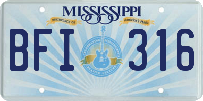 MS license plate BFI316